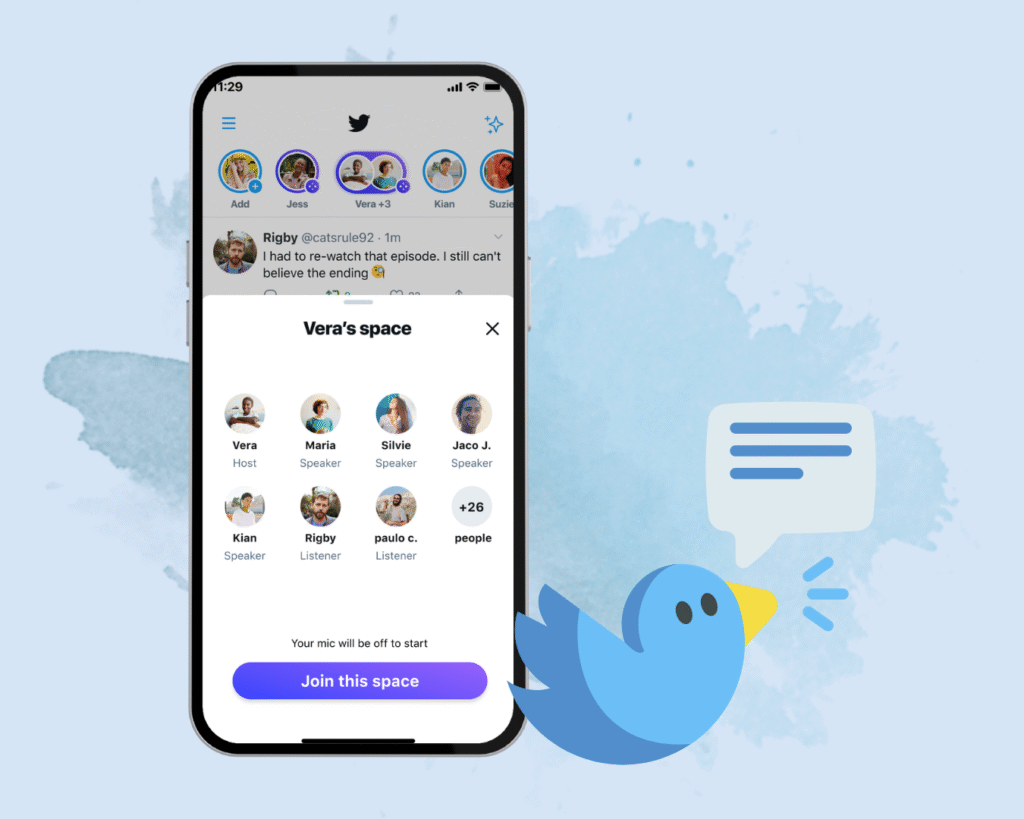 How to open Twitter Space (voice room)?
